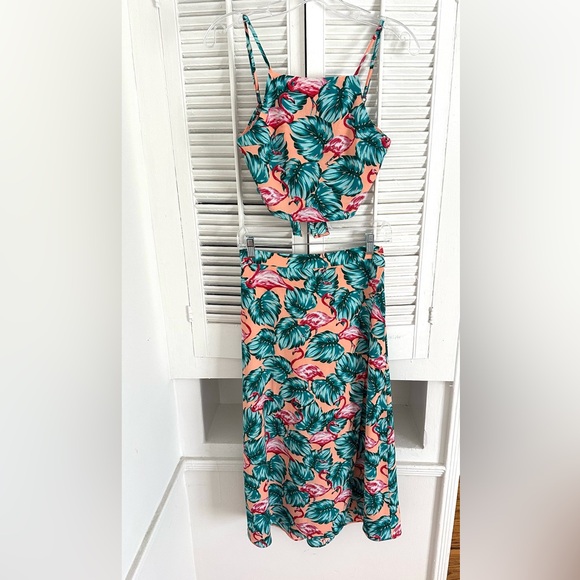 Show Me Your MuMu Dresses & Skirts - Show Me Your MuMu Flamingo by Tropical Leaf Print Set
